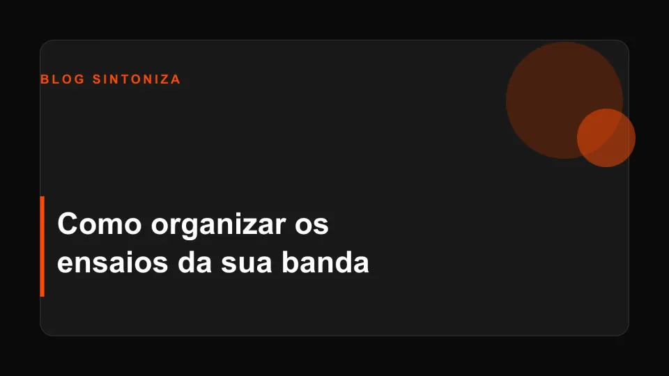 Banda ensaiando em estúdio com instrumentos e cronograma na parede